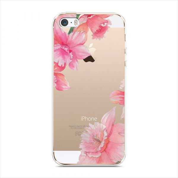 Silicone Case Pink Floral Corners for iPhone 5/5S/SE