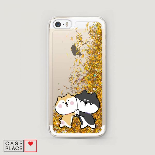 Akita Hugs Glitter Liquid Case for iPhone 5/5S/SE
