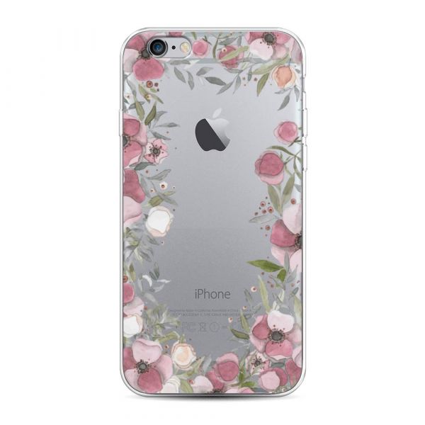 Silicone Case Pink Flower Frame for iPhone 6